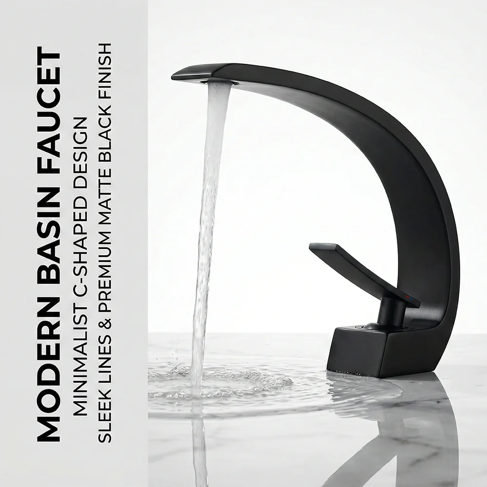 Matte Black Bathroom Faucet, A - Silicone Tap Washer 评论和价格