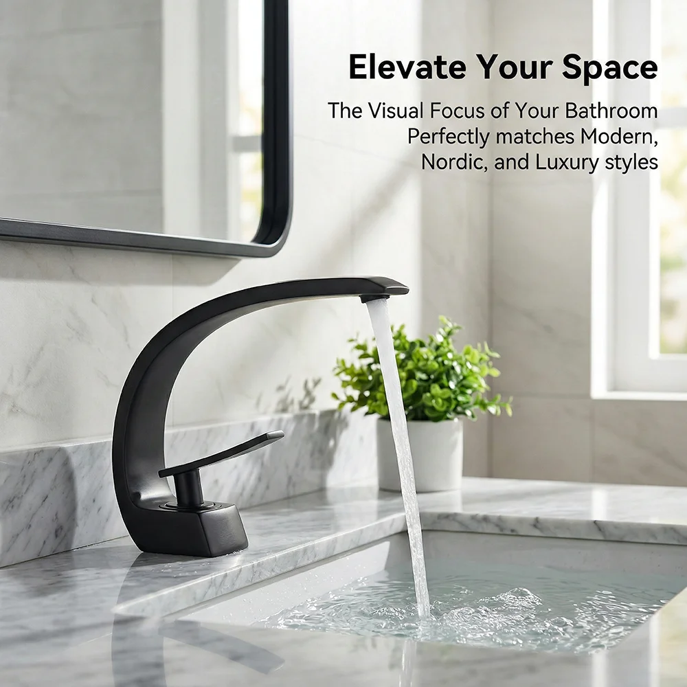 Matte Black Bathroom Faucet, A - Silicone Tap Washer 评论和价格