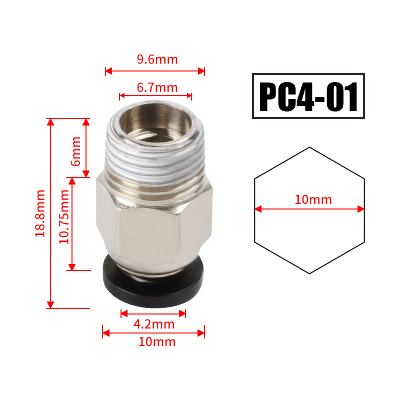 10pcs/lot PC4-M10 Pneumatic Co - Ptfe Tape Thread 评论和价格
