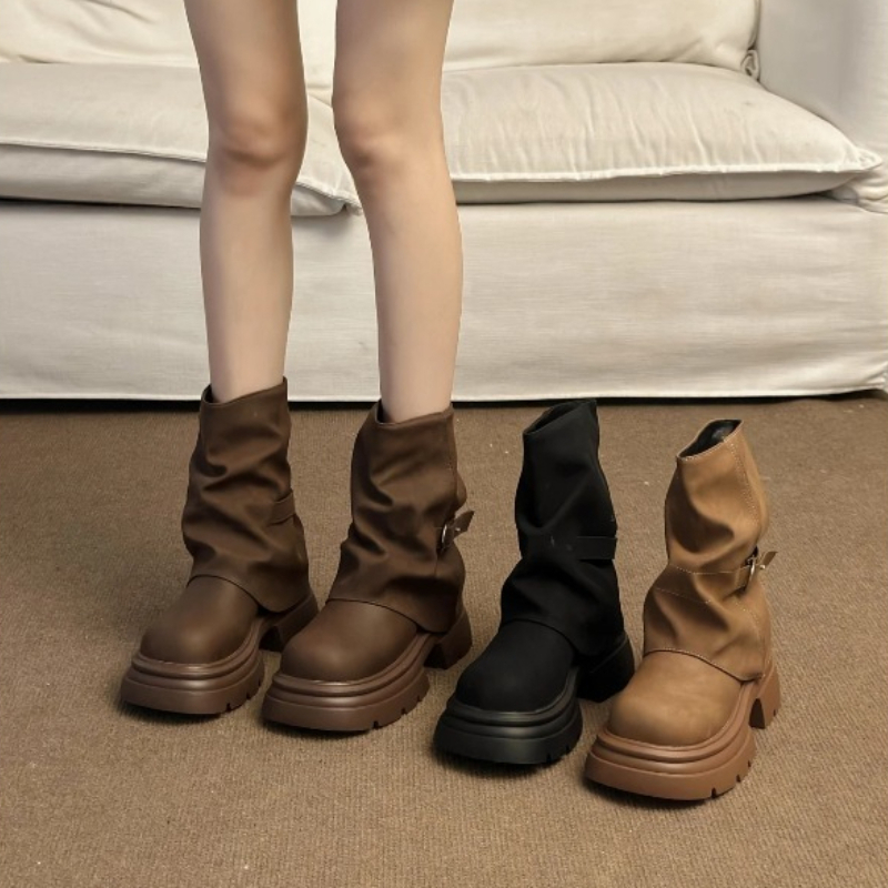 Women's Thick Bottom Boots Bri - Pipe Bending Spring 评论和价格
