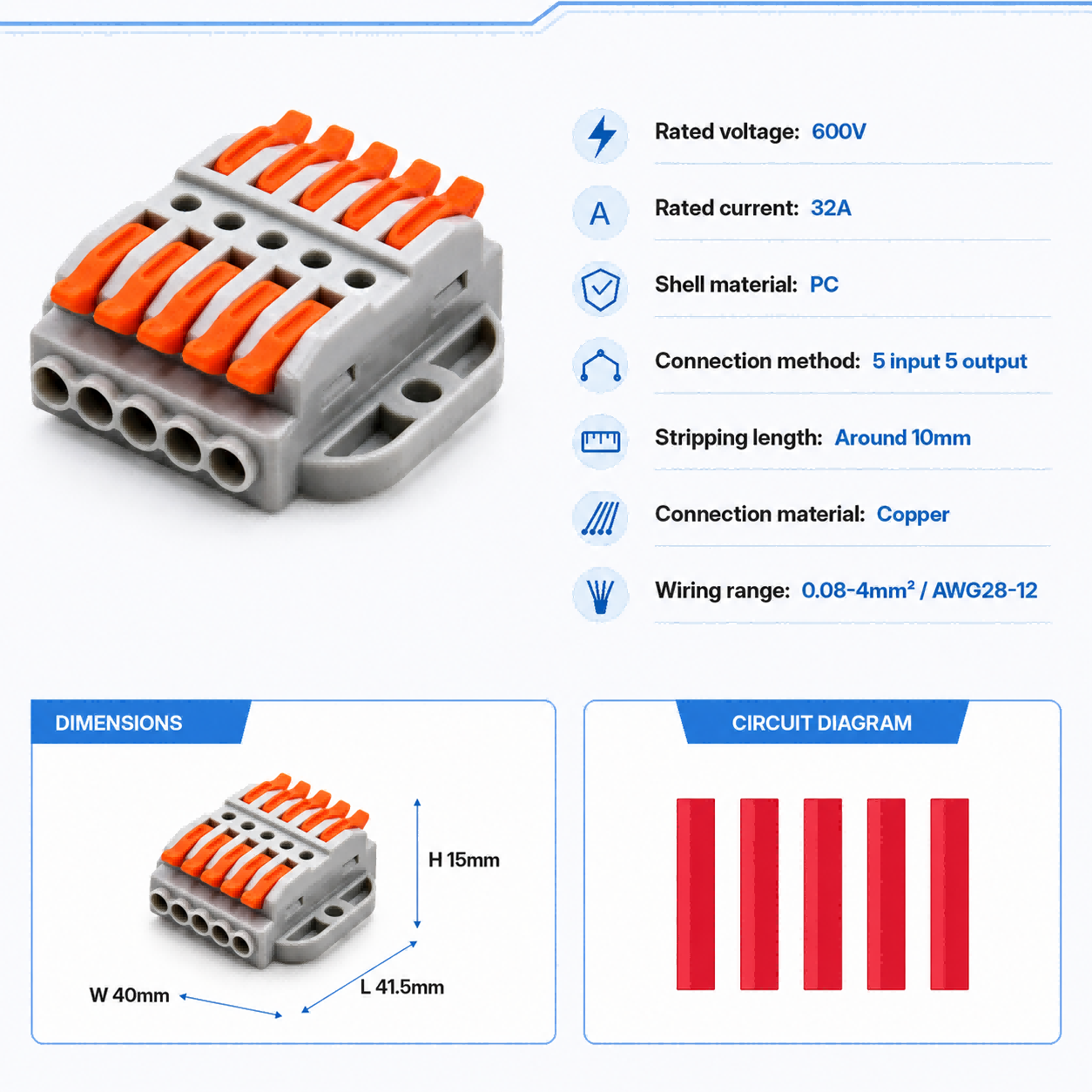 Wire Connectors 2-30 Pins Fast - Push Fit Connector 评论和价格